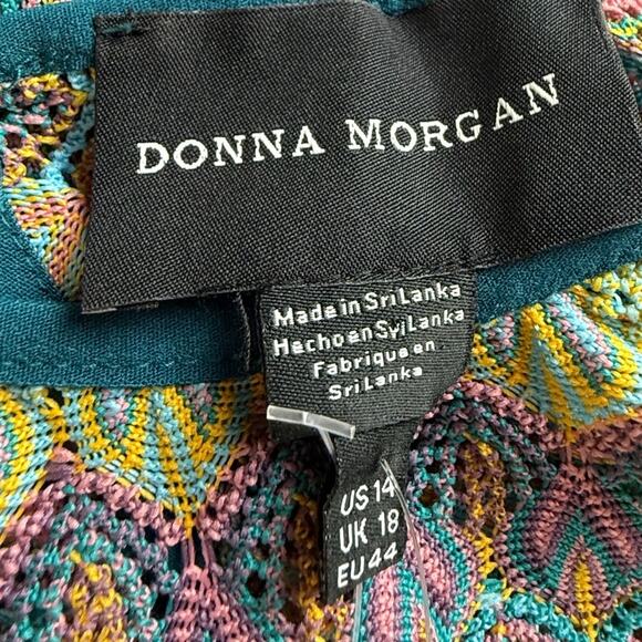 Donna Morgan Blue Multi Dress With Mini Under Dress - Picture 2 of 11